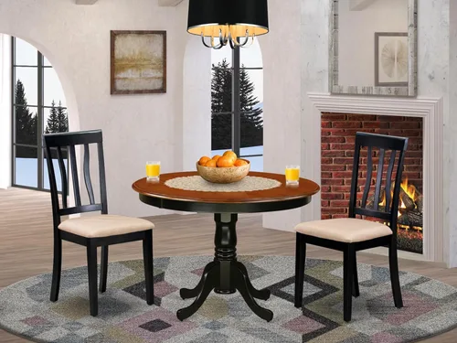 Miniatura 2 de East West Furniture HLAN3-BCH-C - Juego de mesa de comedor, 3 piezas
