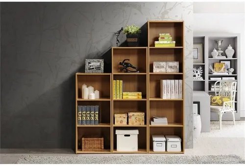 Miniatura 5 de Pemberly Row Estantería de madera multiusos con cuatro estantes en acabado beige