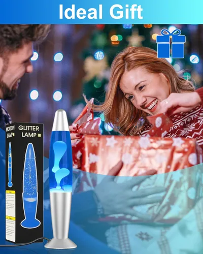 Miniatura 6 de Lámpara de movimiento LED azul para adultos y niños, lámparas de movimiento líquido con flujos de cera blanca, luz nocturna para decoración