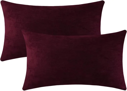 Miniatura 21 de Jeneoo - Fundas de almohada decorativas rojas brillantes de chenilla suave, fundas de cojín cómodas y sólidas para sofá de sala de estar