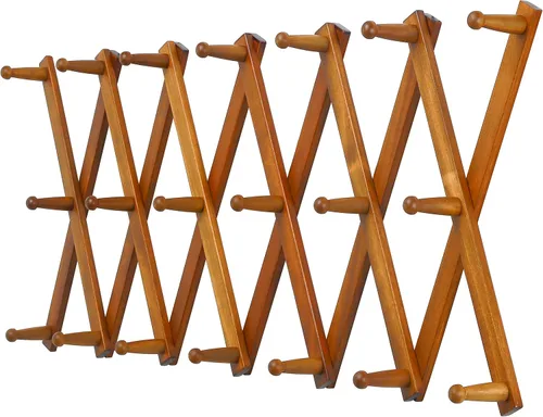 Miniatura 29 de Dseap Acordeón de pared: Perchero de pared expandible de madera de 16" de alto, soporte para sombreros, gancho de acordeón para gorras de béisbol