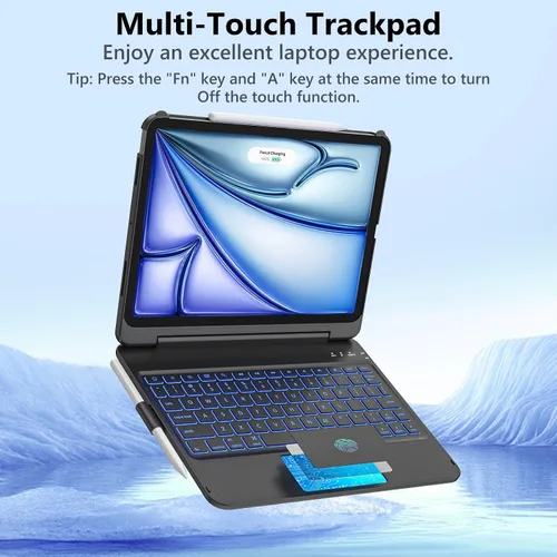 Miniatura 4 de FUWANG Touch para iPad Air de 11 pulgadas y Air de 5ª y 4ª generación con funda y teclado - Solo compatible con teclado retroiluminado de 180 grados