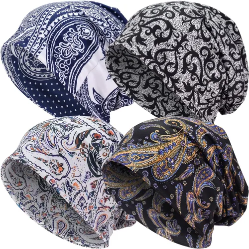 Miniatura 15 de EINSKEY Gorro ligero holgado para hombres y mujeres, gorro de algodón fino de gran tamaño, gorro de quimioterapia, gorro para dormir nocturno