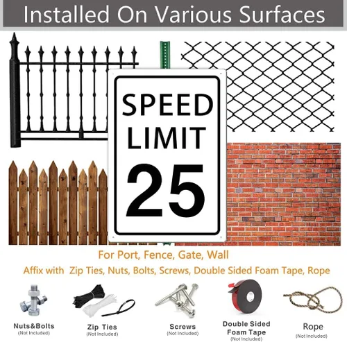 Miniatura 3 de KONEDMIX Señal de límite de velocidad de 25 mph, señal de tráfico lenta, carretera y calle, 25 señales de 8 x 12 pulgadas Límite de velocidad 25