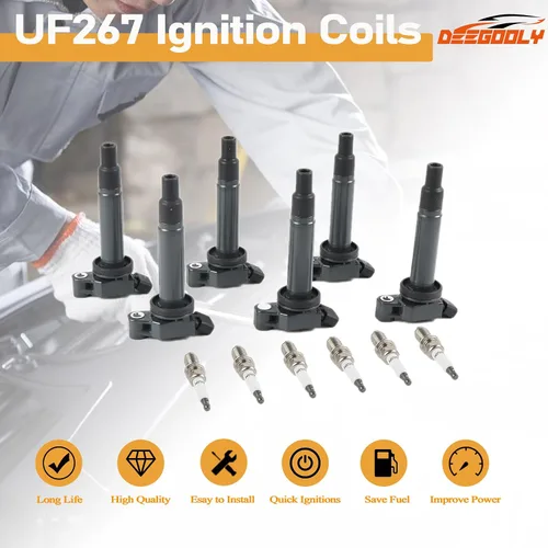 Miniatura 2 de Paquete de 6 bobinas de encendido UF267 y bujía de iridio compatible con Lexus ES300 RX300, para Toyota Camry Sienna Avalon Highlander 1999-2006