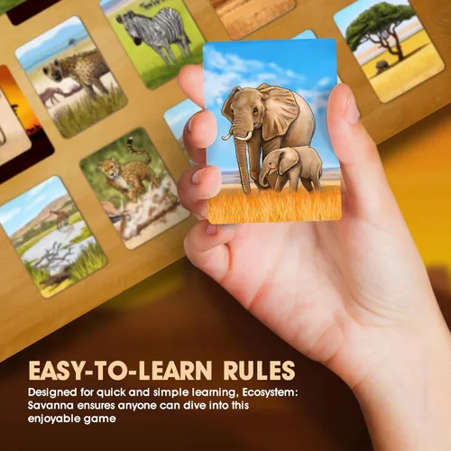 Miniatura 6 de Ecosistema: Sabana - Un Juego de Cartas Familiar Sobre Animales en la Selva Arbustiva de la Sabana Africana - Juego de Ecología Divertido