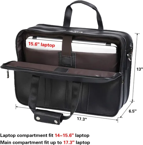 Miniatura 4 de Polare Modern - Maletín para portátil de 17 pulgadas con piel de grano completo y cremalleras YKK de primera calidad
