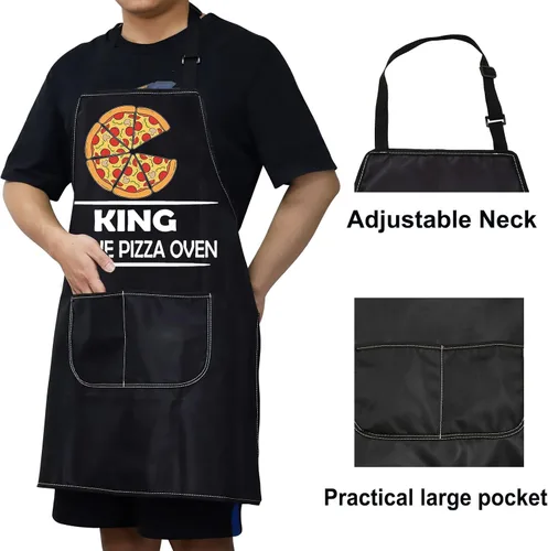 Miniatura 4 de BWKTOP - Delantal de chef de pizza con bolsillo para chef y papá