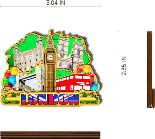 Miniatura 3 de Imán de madera de Londres Inglaterra 3D para nevera, recuerdos coleccionables, decoraciones artesanales hechas a mano