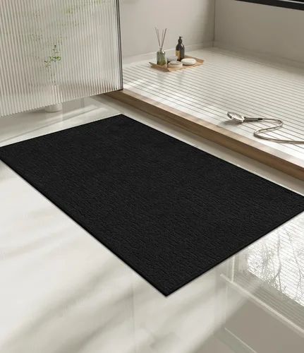 Miniatura 90 de Chakme Juego de 2 alfombras de baño ultrafinas, absorbentes, antideslizantes, lavables a máquina, color negro, 17 x 24 pulgadas / 17 x 30 pulgadas
