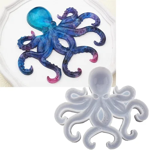 Miniatura 7 de Molde de resina de pulpo, Gasusen 3D de animales marinos grandes, pulpo, moldes de silicona para fundición de resina epoxi, adornos colgantes