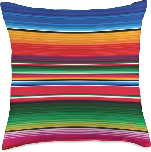 Miniatura 4 de Poncho mexicano Serape Latino Apparel Co Mexicano Serape Poncho Almohada de mancha, 16.0 x 16.0 in, multicolor