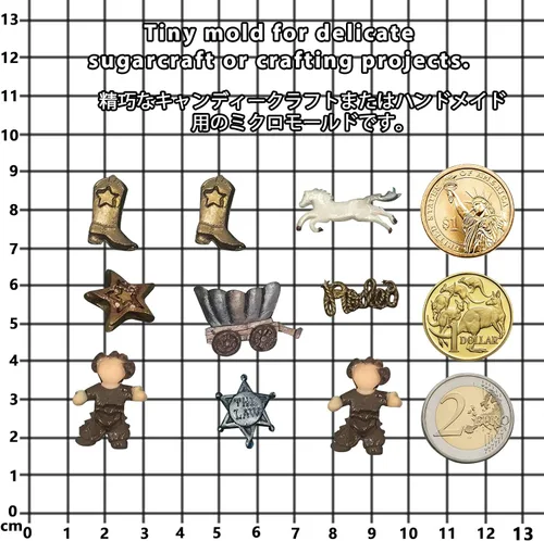 Miniatura 5 de FUNSHOWCASE Mini molde de silicona para dulces con tema de vaquero del salvaje oeste, para decoración de pasteles, manualidades, arcilla polimérica