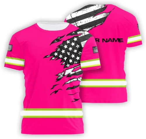 Miniatura 36 de Sudadera con Capucha de Alta Visibilidad con Bandera de EE.UU. de Color Personalizado para Hombres y Mujeres con Cintas Reflectantes, Ropa