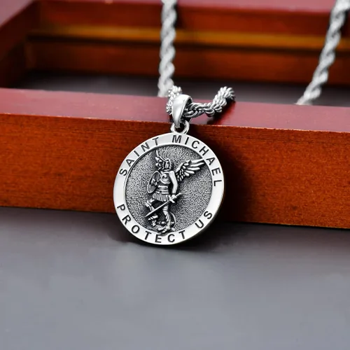 Miniatura 87 de CEKAMA - Collar de plata de ley 925 con dije de amuleto para hombres y mujeres, con cadena de 0.098 in, 22 pulgadas + 2 pulgadas