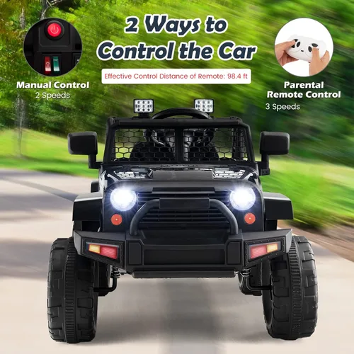 Miniatura 5 de Costzon Vehículo de camión con batería de 12 V con control remoto, suspensión de resorte, faros, música, bocina, MP3, puerto USB y auxiliar, regalo