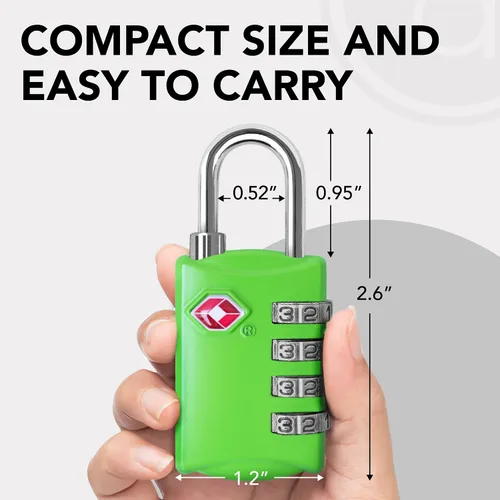 Miniatura 5 de Candados para equipaje de acero con combinación de 4 dígitos, candado de viaje aprobado por la TSA para maletas y equipaje Verde y Verde
