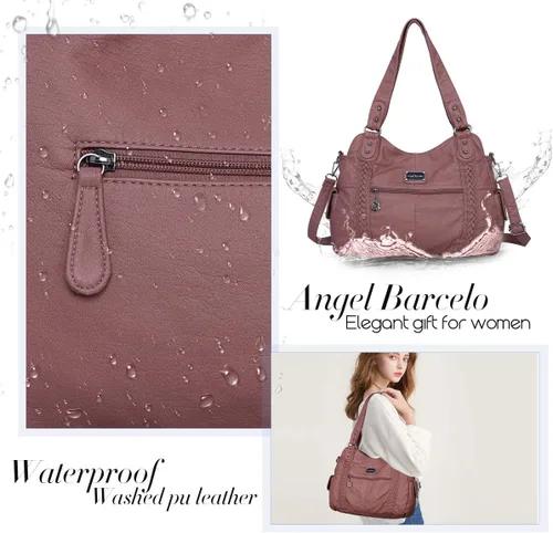 Miniatura 139 de Angel Barcelo - Bolsa de hombro amplia para mujer, diseño Hobo, cuero lavado