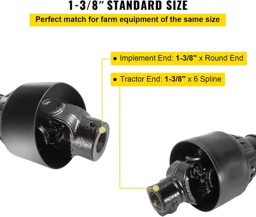 Miniatura 3 de VEVOR Eje de transmisión PTO, Eje de transmisión PTO de 1-3/8", Eje de transmisión PTO con 6 ranuras para tractor y extremo redondo