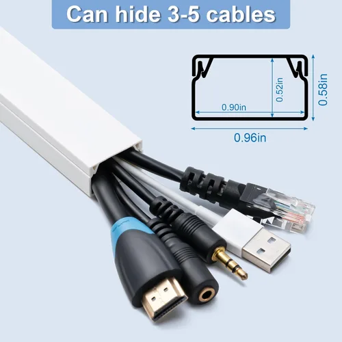 Miniatura 2 de Ocultador de Cables, Ocultador de Cables de 58 pulgadas, Cubiertas de Cables para Cables en la Pared, Canaleta Cubierta de Cable Pintable