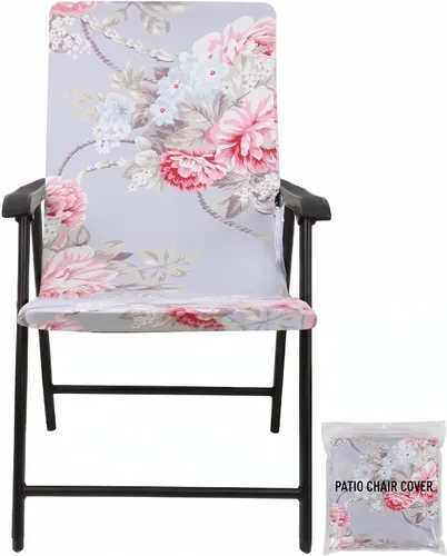 Deisy Dee Fundas para sillas de comedor de patio, fundas para sillas plegables de acero al aire libre, fundas para sillas de metal de jardín (1,