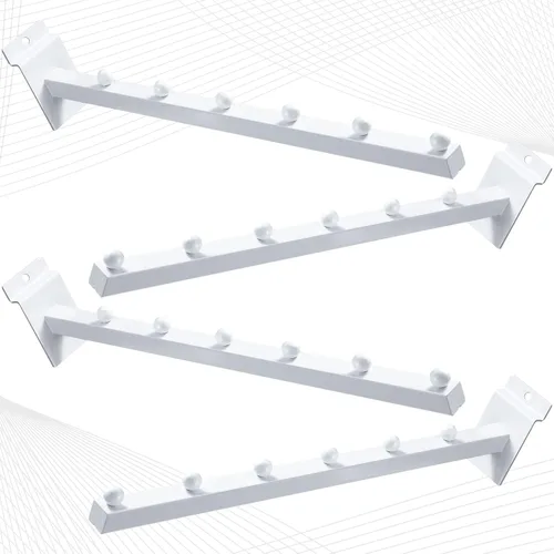 Miniatura 7 de Tatuo Paquete de 20 ganchos de pared de 15.75 pulgadas con 6 bolas de cascada, accesorios para colgar tablero de metal resistente, listones de Blanco
