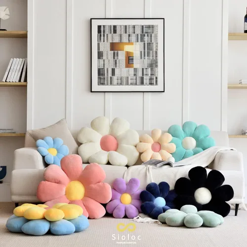 Miniatura 4 de Sioloc - Almohada en forma de flor - Cojín para las nalgas y cojín de asiento, bonita decoración de habitación y almohada de felpa para dormitorio