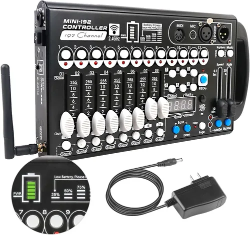 Miniatura 11 de Controlador Dmx de batería con Midi, controlador Dmx portátil para luces de cabeza móvil, consola de iluminación controlador Dmx 192, controlador