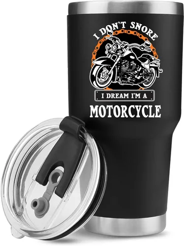 Panvola No ronco, sueño que soy una motocicleta Taza de acero inoxidable para roncadores, motociclistas, regalo para papá, esposo, novio, tío, taza