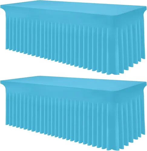 Miniatura 52 de Smiry Mantel de Spandex, Mantel Elástico Ajustable Extensible para Mesas Rectangulares de 6 Pies, Falda Cubierta de Mesa Impermeable y Lavable
