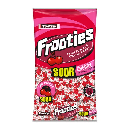 Tootsie Roll Sour Frooties - Bolsa de 2 libras de caramelos masticables envueltos individualmente, sin gluten, sin maní, cereza agria, 38.8 onzas