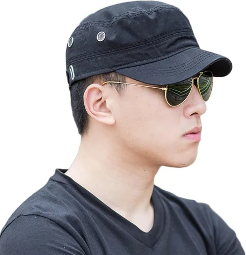 Miniatura 2 de CACUSS Men's Cotton Army Cap Cadet Hat Trucker Dad Hat Military Flat Top Adjustable Classic Baseball Cap