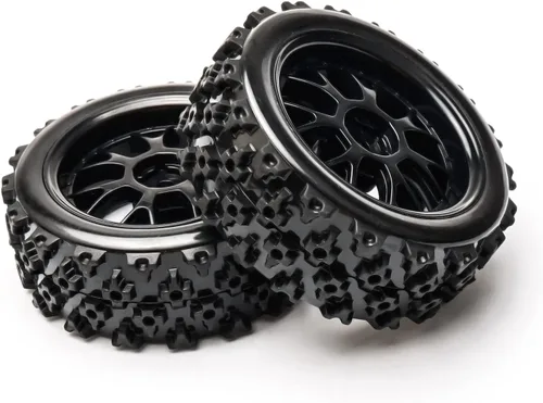Miniatura 7 de 4 unids negro escala 1:10 RC neumáticos llantas cruce goma en carretera piezas