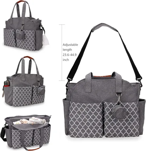 Miniatura 5 de Bolsa de pañales grande para bebé cambiador para mamá con cambiador Gris