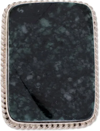 Miniatura 3 de NOVICA Anillo de cóctel de plata de ley 925 de jade 'Maya Princess', Plata Esterlina, Jade Sin piedras preciosas