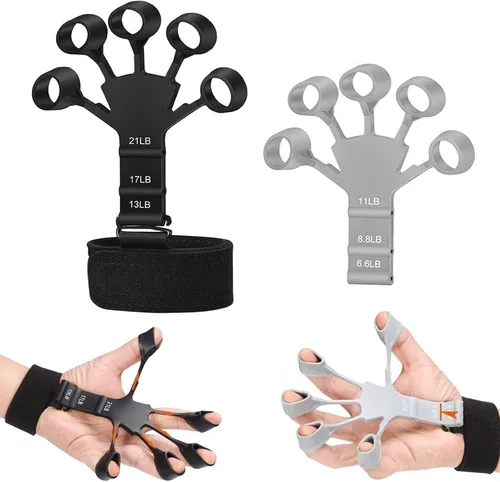 Tingkengse Gripster, fortalecedor de dedos, 2 fortalecedores de agarre de mano, entrenador de fuerza de agarre, ejercitador de dedos de 6 niveles