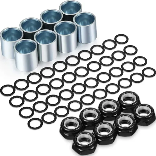 Hotop Kit de 56 piezas de accesorios para patineta y camión, incluye 8 espaciadores, 8 tuercas de eje y 40 anillos de velocidad para patineta y
