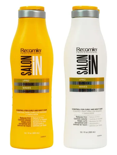 RECAMIER Professional Salon In Champú y acondicionador hidratante anti encrespamiento para cabello rizado con queratina dañada cerraduras