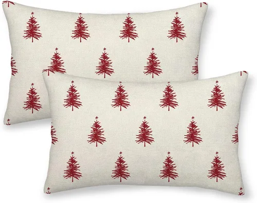 Miniatura 32 de AGAYNA Juego de 2 fundas de almohada decorativas con diseño de acuarela verde salvia para árbol de Navidad de 16 x 16 pulgadas, para sofá, invierno