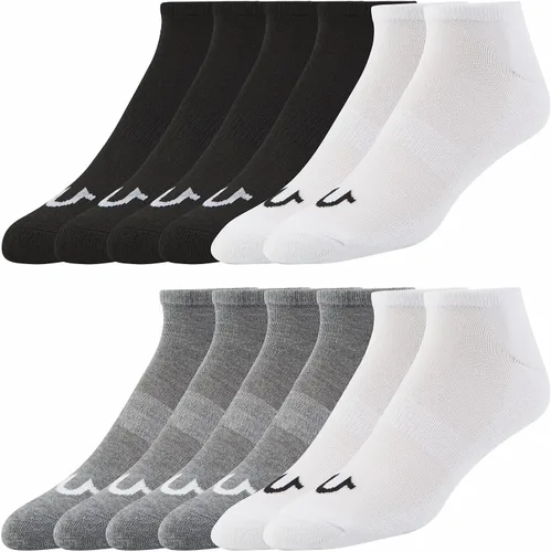 True Religion Calcetines invisibles de corte bajo para hombre, 6 y 12 pares de calcetines deportivos de primera calidad, talla de zapato 8-12