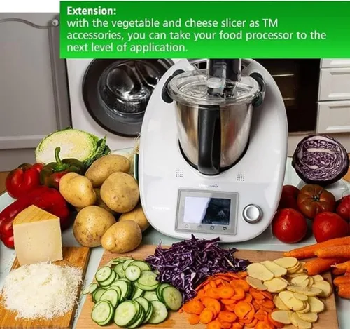 Miniatura 7 de Rallador multifuncional de verduras y queso, cortador grueso y fino, adecuado para Thermomix TM6, pelador de verduras, juego de acero inoxidable