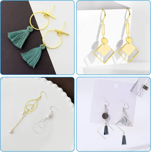 Miniatura 6 de Ximalun 120 aretes de aro para hacer joyas, 3 formas de lágrima, cuadrados, círculos, redondos, a granel, marco de colgante de bisel abierto