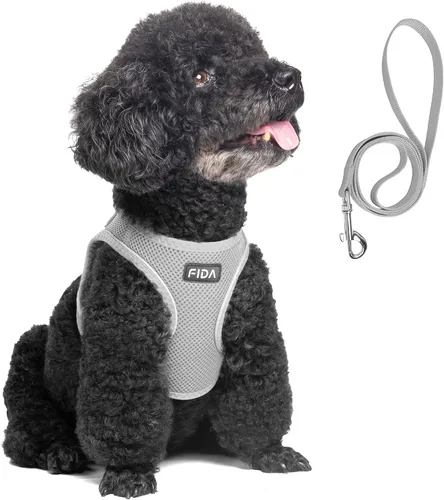 Miniatura 14 de Fida Cómodo arnés para perro con correa, chaleco suave para cachorros, a prueba de escapes, transpirable y ligero de malla suave, arnés reflectante