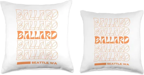 Miniatura 3 de Washington State and Seattle Neighborhood Ballard, Seattle, Washington Simple Orange Neighborhood - Almohada de 16 x 16 pulgadas, multicolor