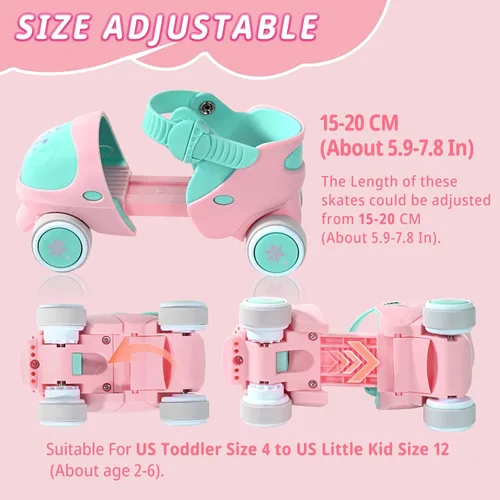 Miniatura 3 de Patines Infantiles Ajustables de Cuatro Ruedas para Niños y Niñas, con Ruedas con Bloqueo para Principiantes, Bebes, Edad de 2 a 6 Años