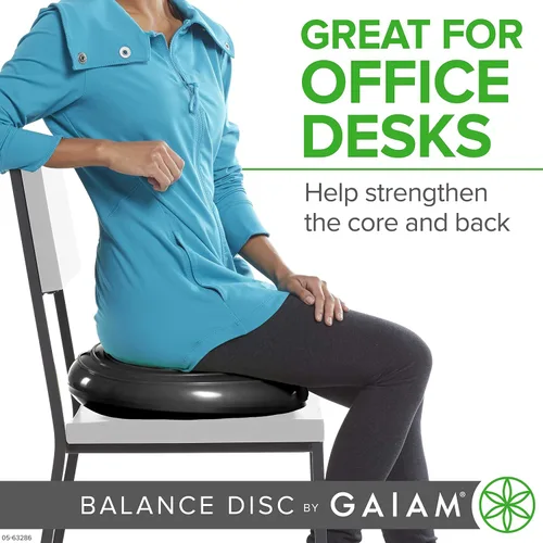 Miniatura 5 de Gaiam Cojín de Equilibrio con Disco de Balanceo, Entrenador de Núcleo de Estabilidad para Silla de Escritorio de Casa u Oficina y Silla Sensorial