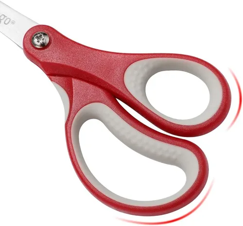 Miniatura 4 de LIVINGO Tijeras para niños zurdos y diestros de 5 pulgadas, tijeras de hoja de acero inoxidable afiladas de seguridad para niños, escuela, maestros