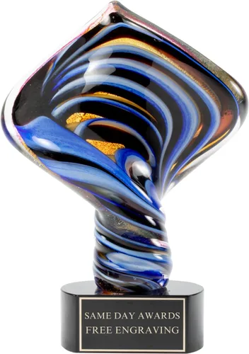 Miniatura 20 de Premio de Vidrio Artístico Soplado a Mano – Premio Elegante con Grabado Personalizado para Corporativo, Deportes, Jubilación, Reconocimiento