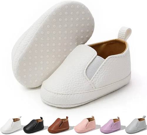 Miniatura 5 de Meckior - Zapatos para recién nacidos, tipo mocasines de lona con suela suave para recién nacidos, bebés, niños y niñas que estén dando sus primeros