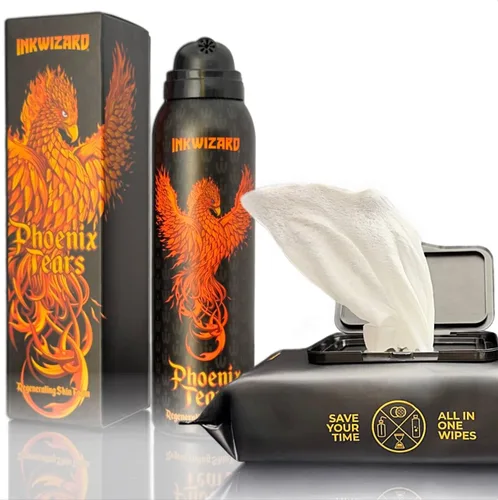 Miniatura 9 de CleanSkin - Toallitas limpiadoras para tatuajes de jabón verde, todo en uno, toallitas para tatuajes durante el tatuaje Cuidado posterior